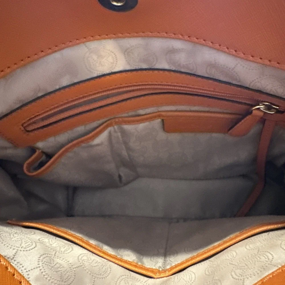 Michael Michael Kors Orange Leather Hamilton Large Tote Bag 14